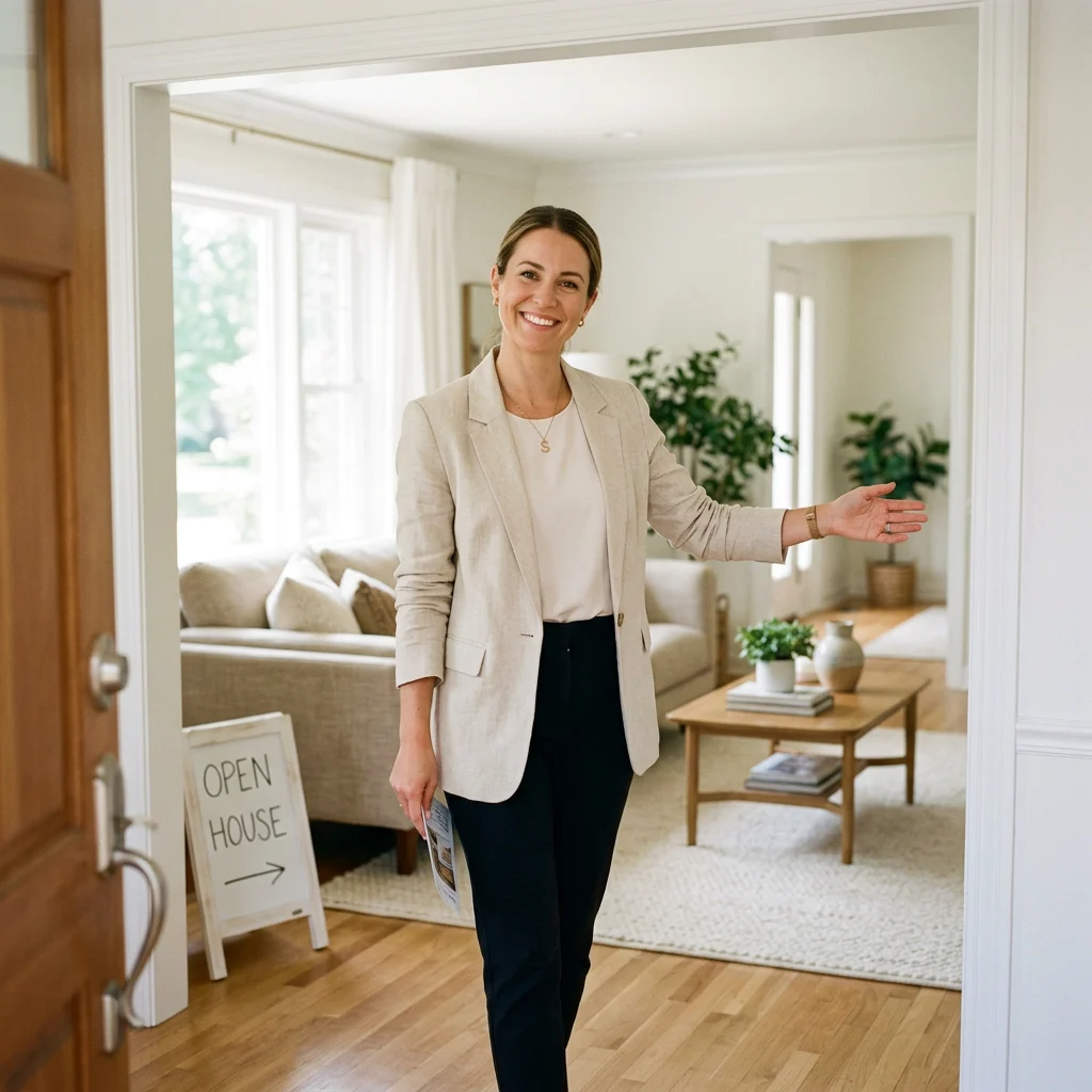 An AI avatar staged as a professional inside a small-business service scene