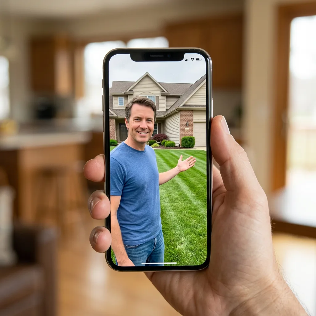 A 9:16 vertical avatar ad frame sized for the feed
