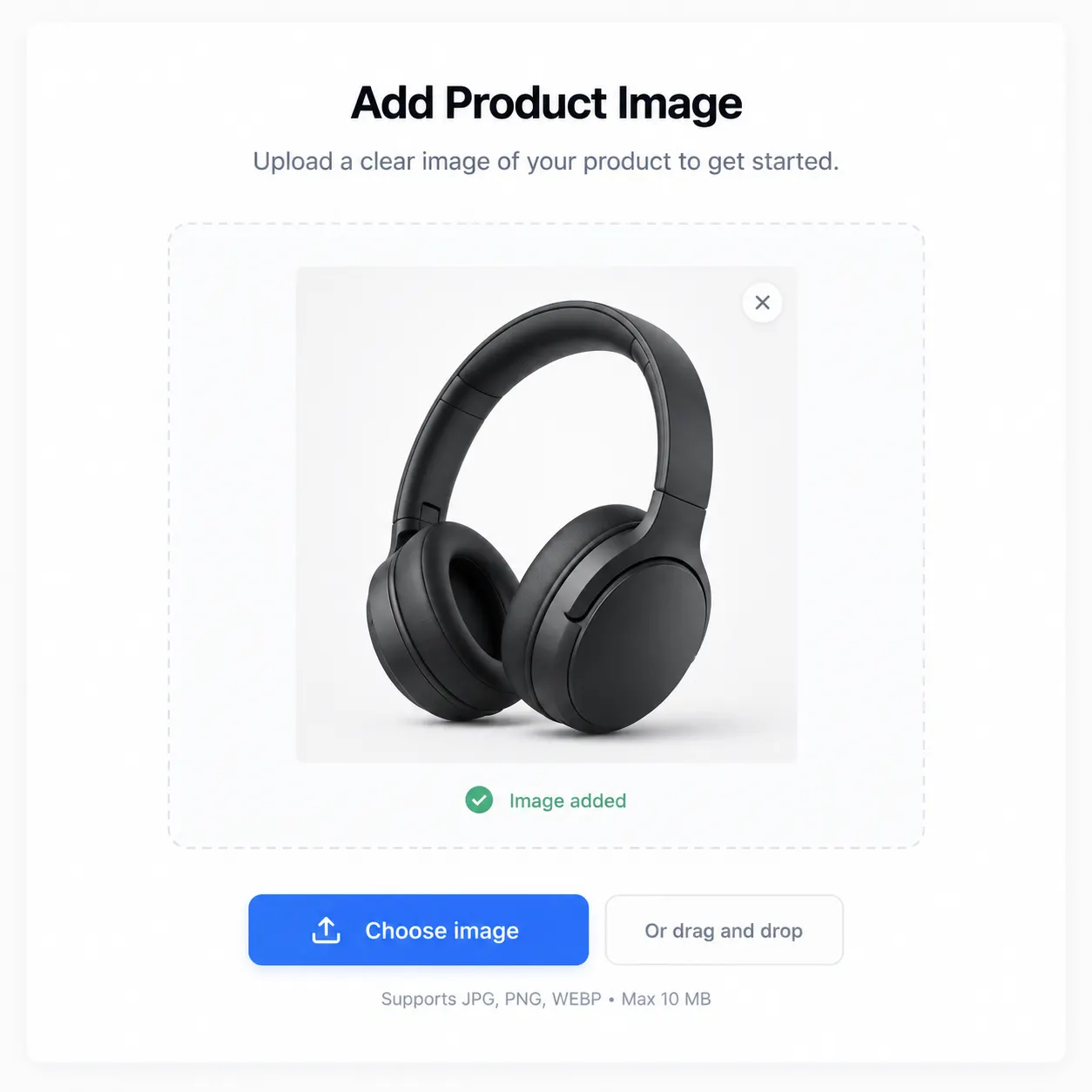 Step 1: Add your product photo or URL