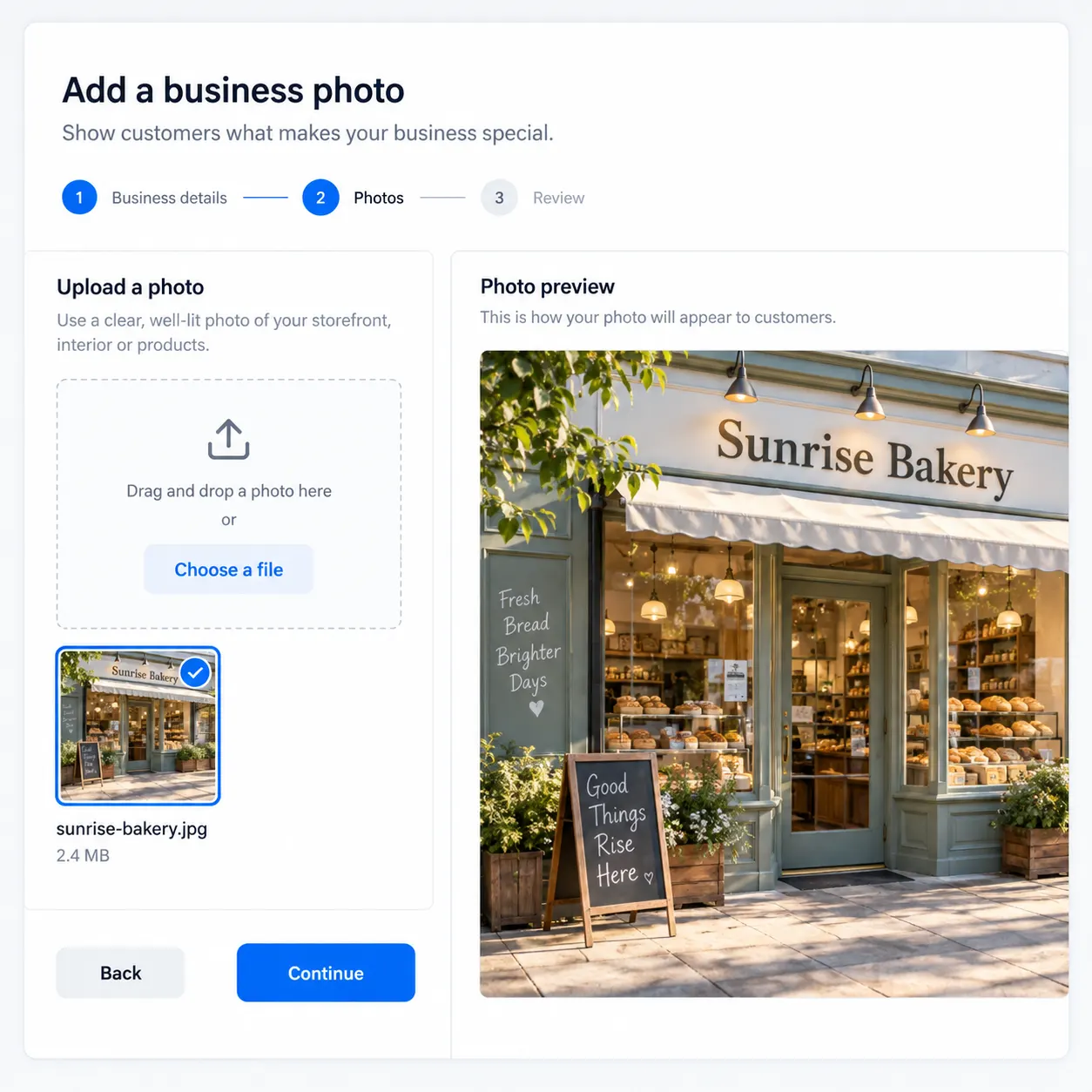 Step 1: Upload your business photo