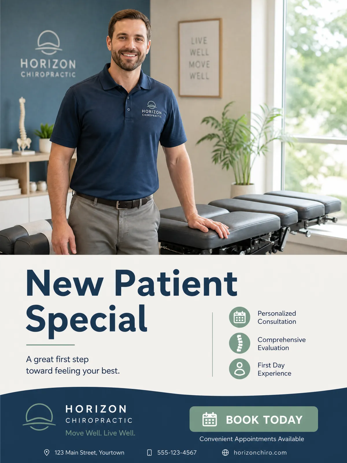 A chiropractic practice service ad generated with the Punchylime chiropractor ad studio