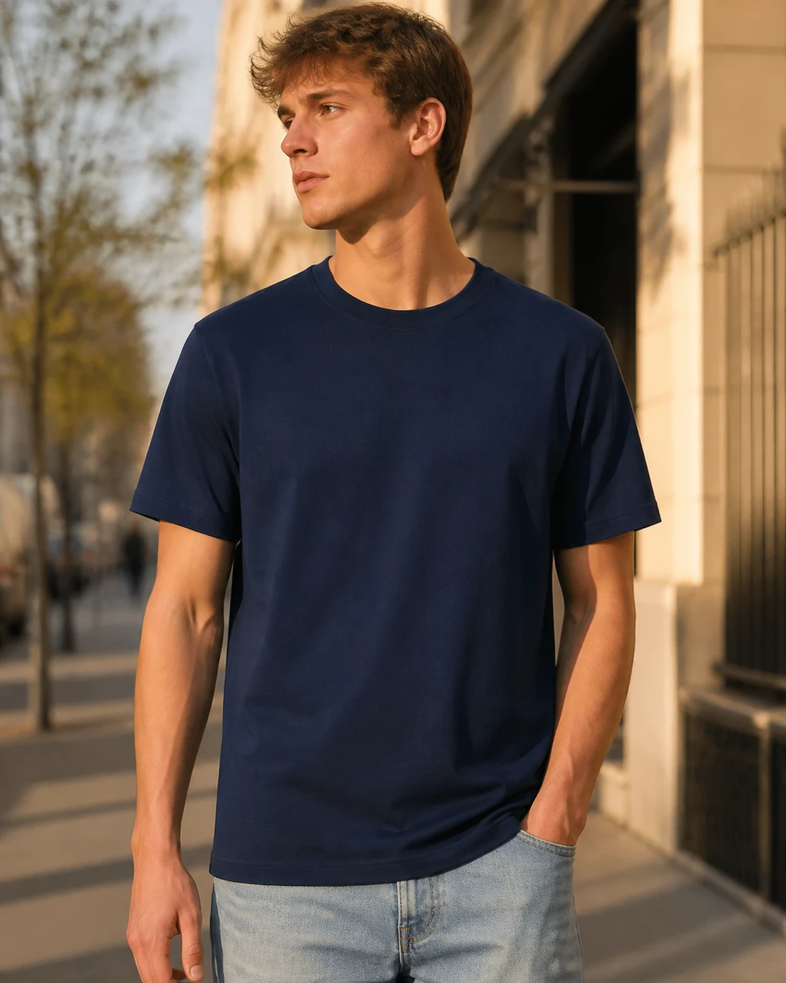 A lifestyle clothing ad composed for paid social with Punchylime