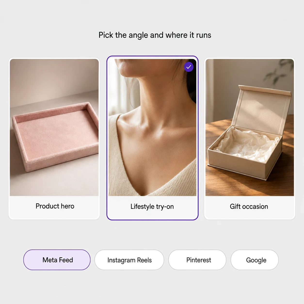 Step 2 — choosing a jewelry advertising angle and placement