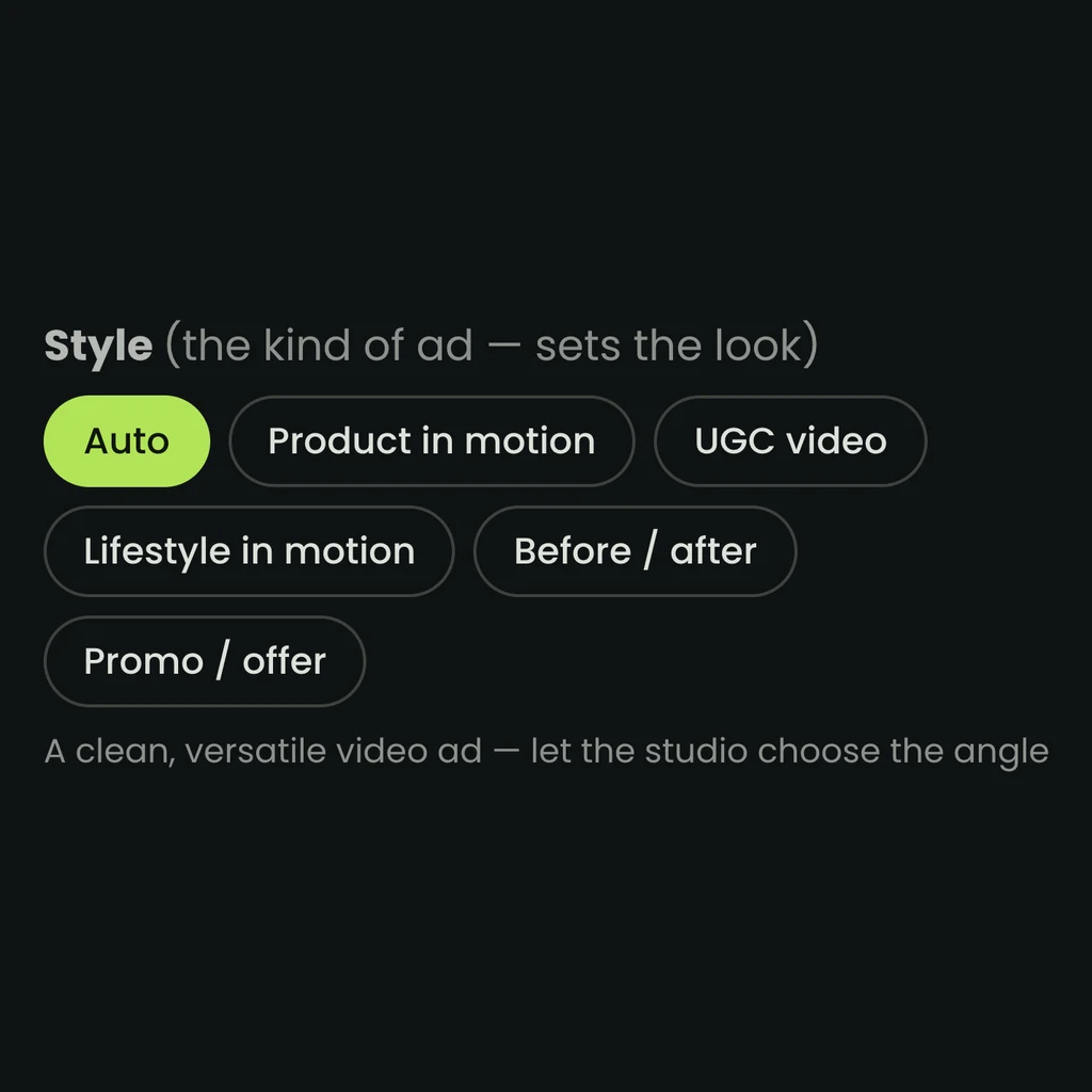 2. Pick a style, review the start frame